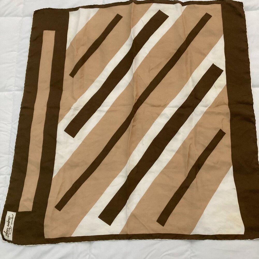 Vintage Jacques Piaget silk scarf - brown cream and tan